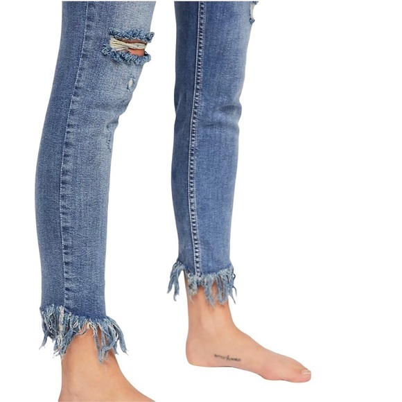 Free People Great Heights Frayed Skinny Jeans Size 24 OB661483 Raw Hem - Picture 3 of 13
